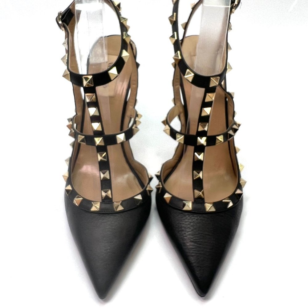 Valentino Garavani Rockstud Strapped Caged Black Suede Sandals Euro 41